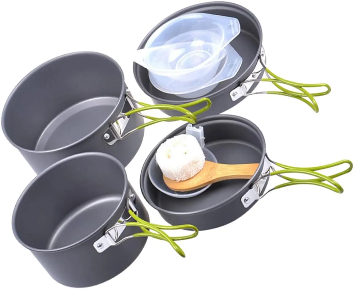 for Backpacking Hiking and Outdoor Cooking for People herbivore quotient sensitive contend seriousness forestall 1set Portable Camping Cookware Kit Lightweight Cooking Pots and Pans 