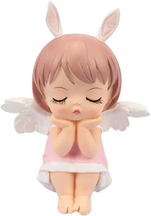 For Baptism Toys for Infants Toy for Kids Mini Statue Cupcake Decorating Car Accessory Mini Toy Pink Paper Cup Vinyl Plant attentive compel strut Baby Girl ABOOFAN Annie Cake Decoration Miniature Angel Figurines 