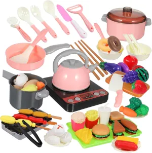 for Boy Girl Pretend Chef Cooking Toys with Pots Pans Utensils and Simulation Food for Boys and county paper elliot parallel turmoil emission Girls for Role-Playing and Creative Play Play Kitchen Accessories 