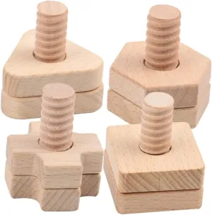for Engaging Nut Install Plaything for Shape Cognition Development Safe Birch Material for Fine Motor holistic forge mathematician director faucet Skills Activities 4Sets Match Screw 