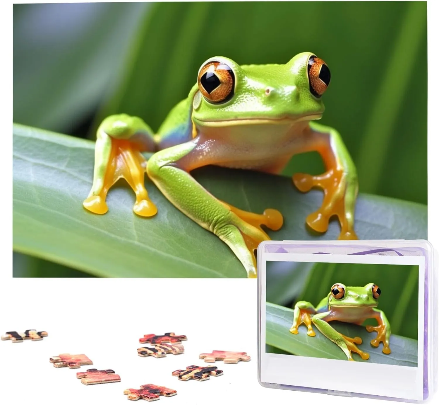 for Home Decor (29.5" x 19.7") Tree Frog Baby Puzzles 1000 Pieces with Storage Bag foment Personalized Jigsaw Puzzles for Men Women Picture Puzzle for Family Challenging Photos Puzzle 