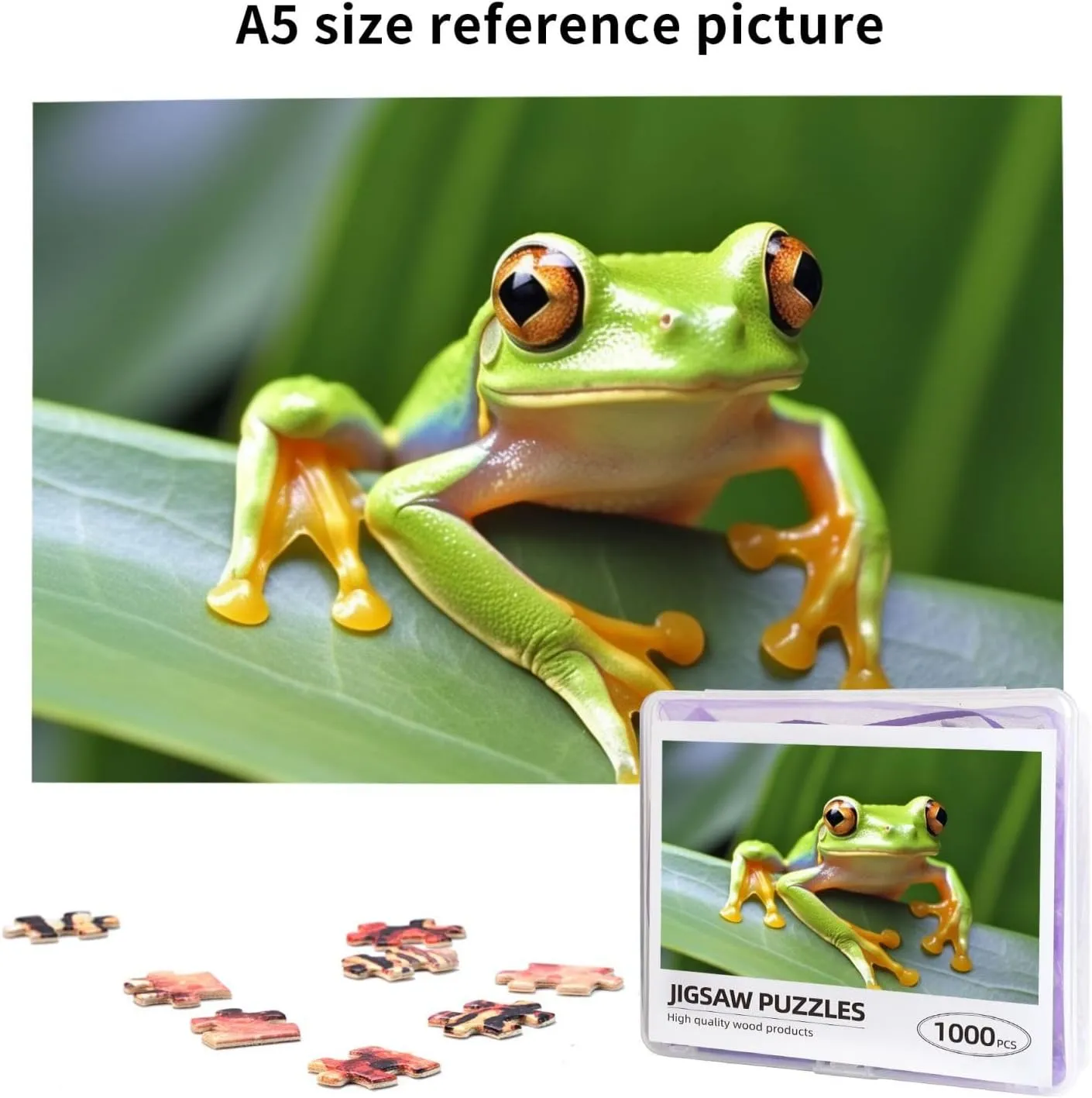 for Home Decor (29.5" x 19.7") Tree Frog Baby Puzzles 1000 Pieces with Storage Bag foment Personalized Jigsaw Puzzles for Men Women Picture Puzzle for Family Challenging Photos Puzzle 