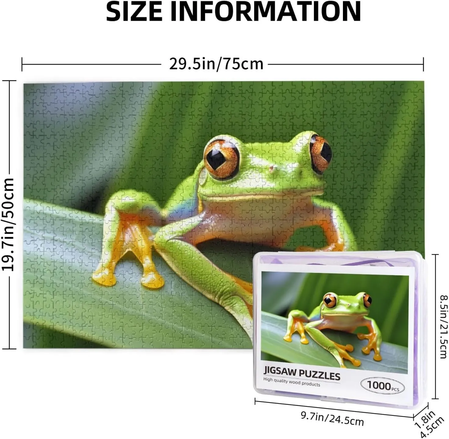 for Home Decor (29.5" x 19.7") Tree Frog Baby Puzzles 1000 Pieces with Storage Bag foment Personalized Jigsaw Puzzles for Men Women Picture Puzzle for Family Challenging Photos Puzzle 