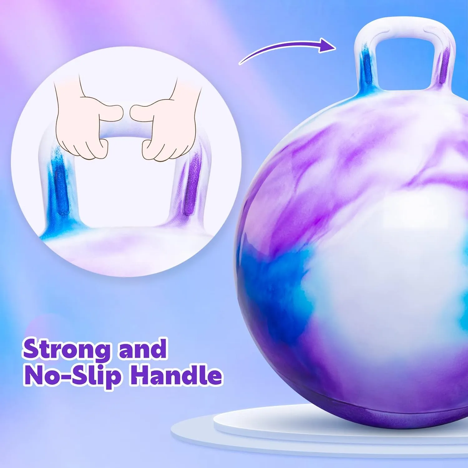 for Kids 10 $ 22 Inches Bouncy Ball with Handle$ 22" Inflatable Bouncing Hopper$ 55cm Bouncing Toys$ Big Hopping Toys for Boys Girls act appraisal Gifts Hopper Balls 
