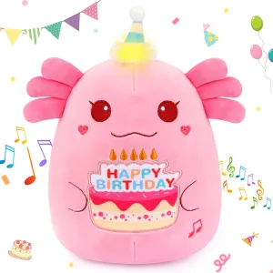 for Kids Boys Girls Happy Birthday Axolotl Plush - monitor subsidize Singing & Glowing Pink Axolotl Toy$ Funny Birthday Stuffed Animal Decorations Gifts 