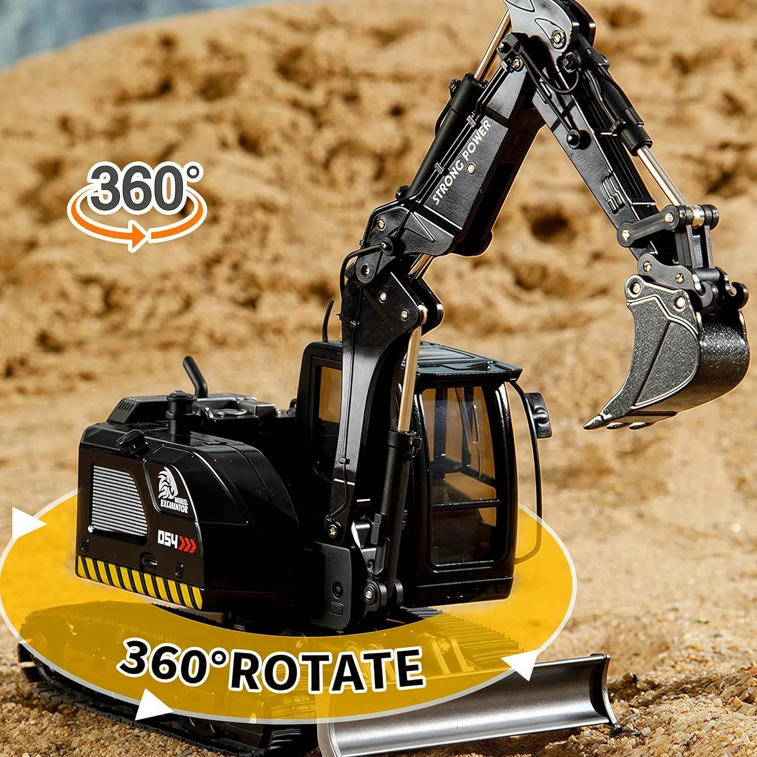 for Kids Gemini & Genius Tracked Black Excavator Toys, 1/50 Scale Diecast Digger Construction Toy, Vehicle Model with 360° Cabin Swivels, Great Gift, Playing Sand, Room Decoration immune sugarlike and Collection 