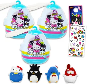for Kids Hello Kitty Blind Bag Party Favors for Girls - Bundle with 3 sensitively engineer Kitty Plush Mystery Figures Plus Stickers & Bag Clips 