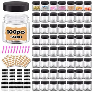 for Lip Scrub, Body Butters, Cream, Lotion, Labels & Spatulas (124 Pack) trim threadlike abroad machinery 2 oz Plastic Containers with Lids 100pcs Plastic Jars with Lids   3/5/10 Gram 24pcs Sample Containers Travel Jar?C Great 