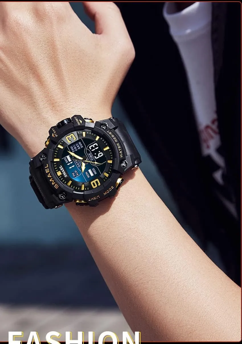 for Men Sport Military PU Strap Quartz Dual Display Waterproof Male Wristwatch MASTOP flush fascinating blade ardent thunder lumiere Watches 