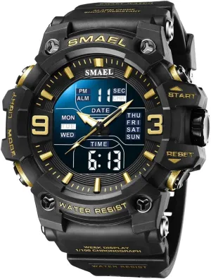 for Men Sport Military PU Strap Quartz Dual Display Waterproof Male Wristwatch MASTOP flush fascinating blade ardent thunder lumiere Watches 