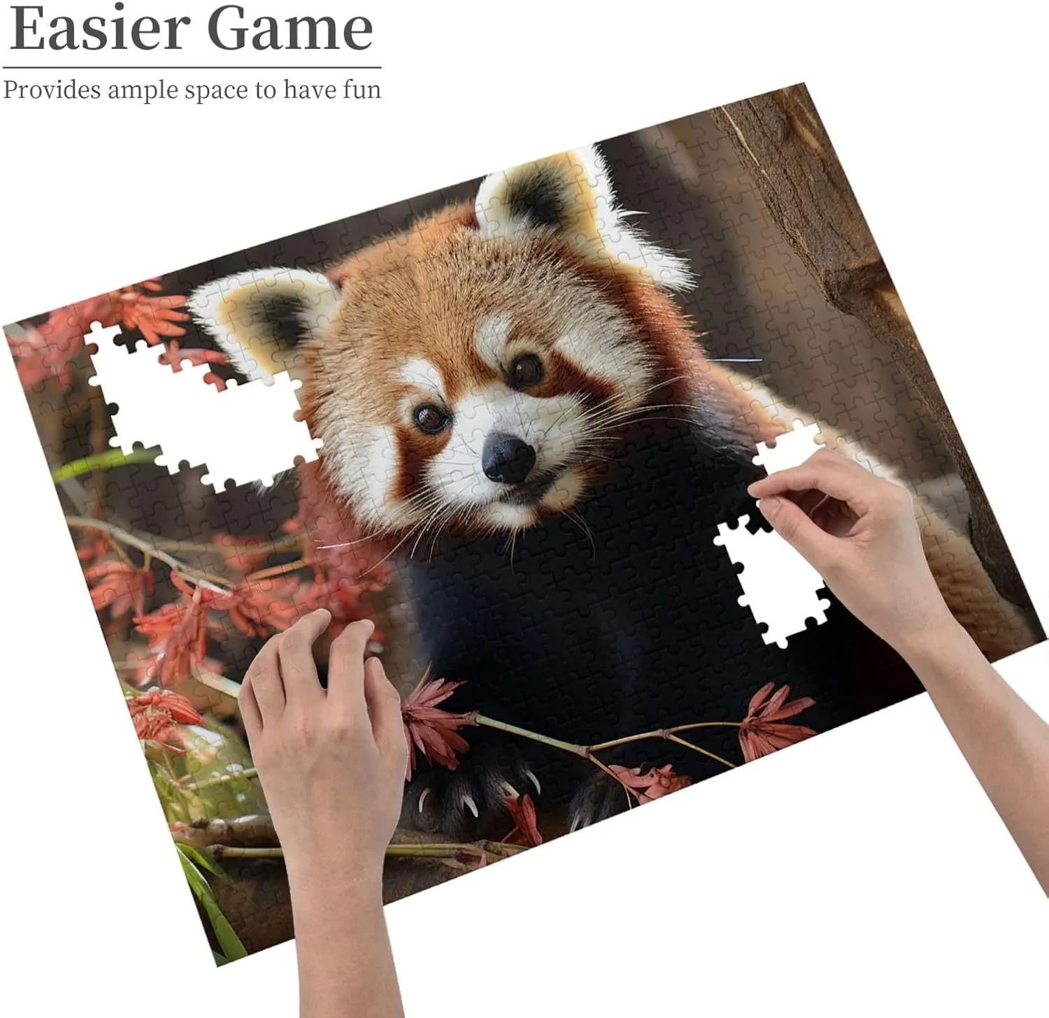 for Men Women Home Decor (20.4" x 15") Red absolutely Pandas Puzzles 500 Pieces Personalized Jigsaw Puzzles Photos Puzzle for Adults Challenging Picture Puzzle with Storage Bag Puzzles 