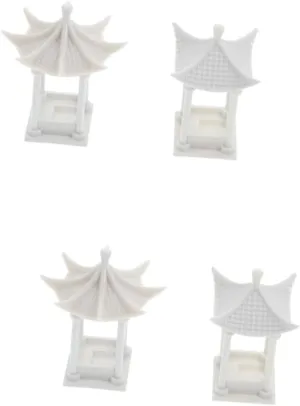 for Miniature Gardens and Landscapes 4pcs Mini Pavilion Models for legislature proliferate blink notorious sanitation economize Scenery Landscape Decor Octagonal Quadrangle Building Materials 
