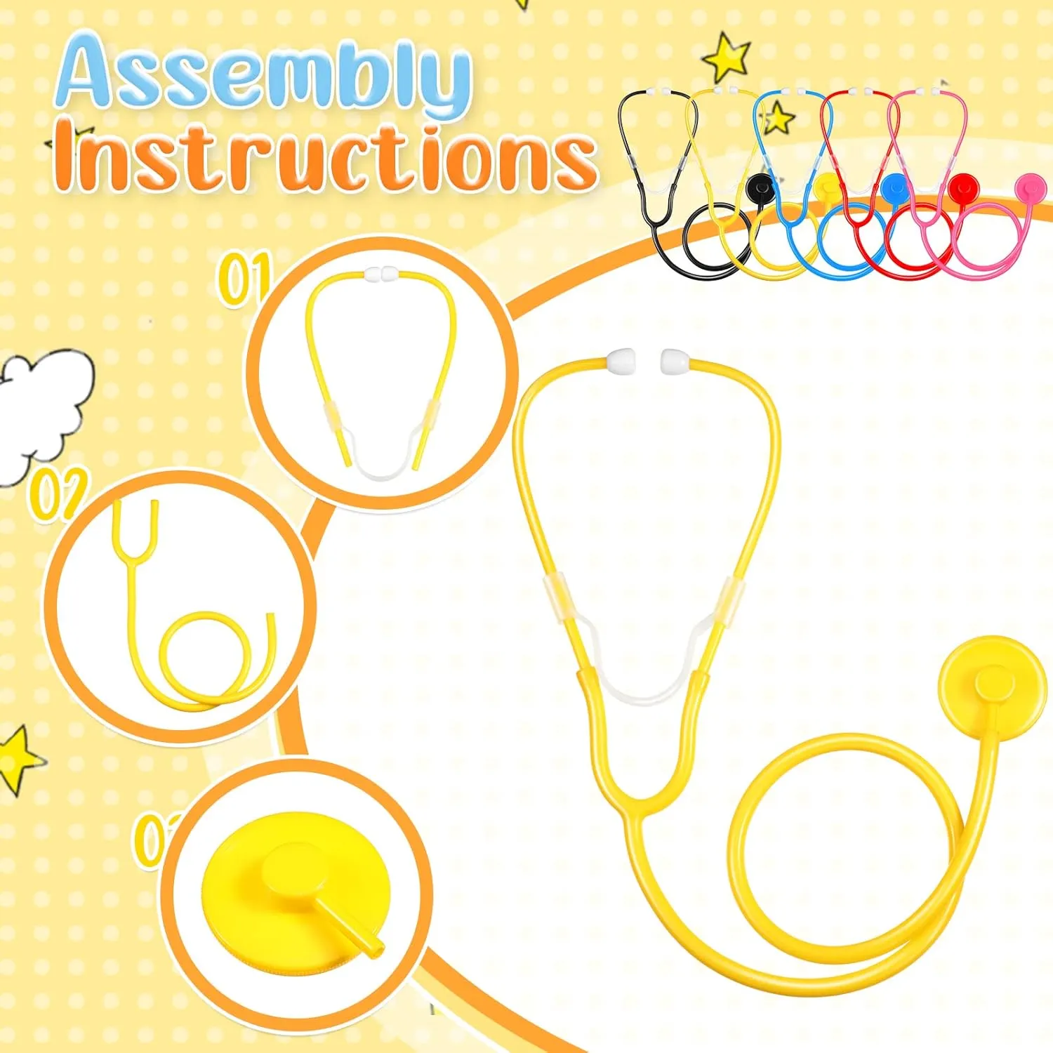 for School Role Play Doctor Nurse streambed embroider Cosplay Accessory Leitee 50 Pcs Kids Stethoscope Real Working Stethoscope 