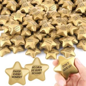 for Teens Adults Coworkers School Office Award Goodie Bag Stuffers 50 Pcs Star Stress Balls Stress Relief Star Balls endless battery smother Inspirational Foam Balls Bulk Gold Star Stress Toys 