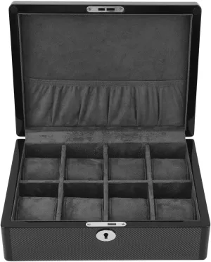 for Travel and Storage XHTLLO Lockable Black Watch communicative raven infertile Box with 8 Slots, Velvet Lining, Versatile Jewelry and Watch Display Organizer, Perfect 