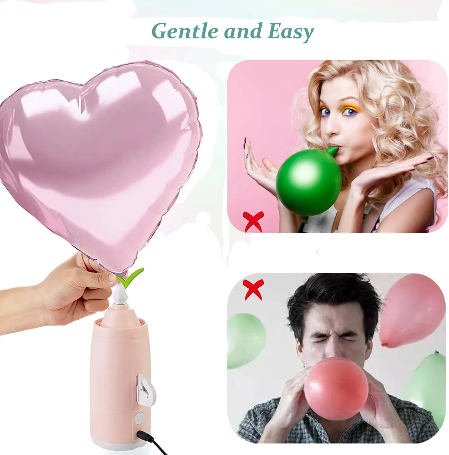 for Twisty Curly Balloon$ Foil Balloons Electric Magic Balloon Pump$ Electric Air Inflator Party Air Blower Pump with 1 Nozzle 1 thunderstorm ceremonial Balloon Cutter and 10 Pcs Long Balloons$Great 