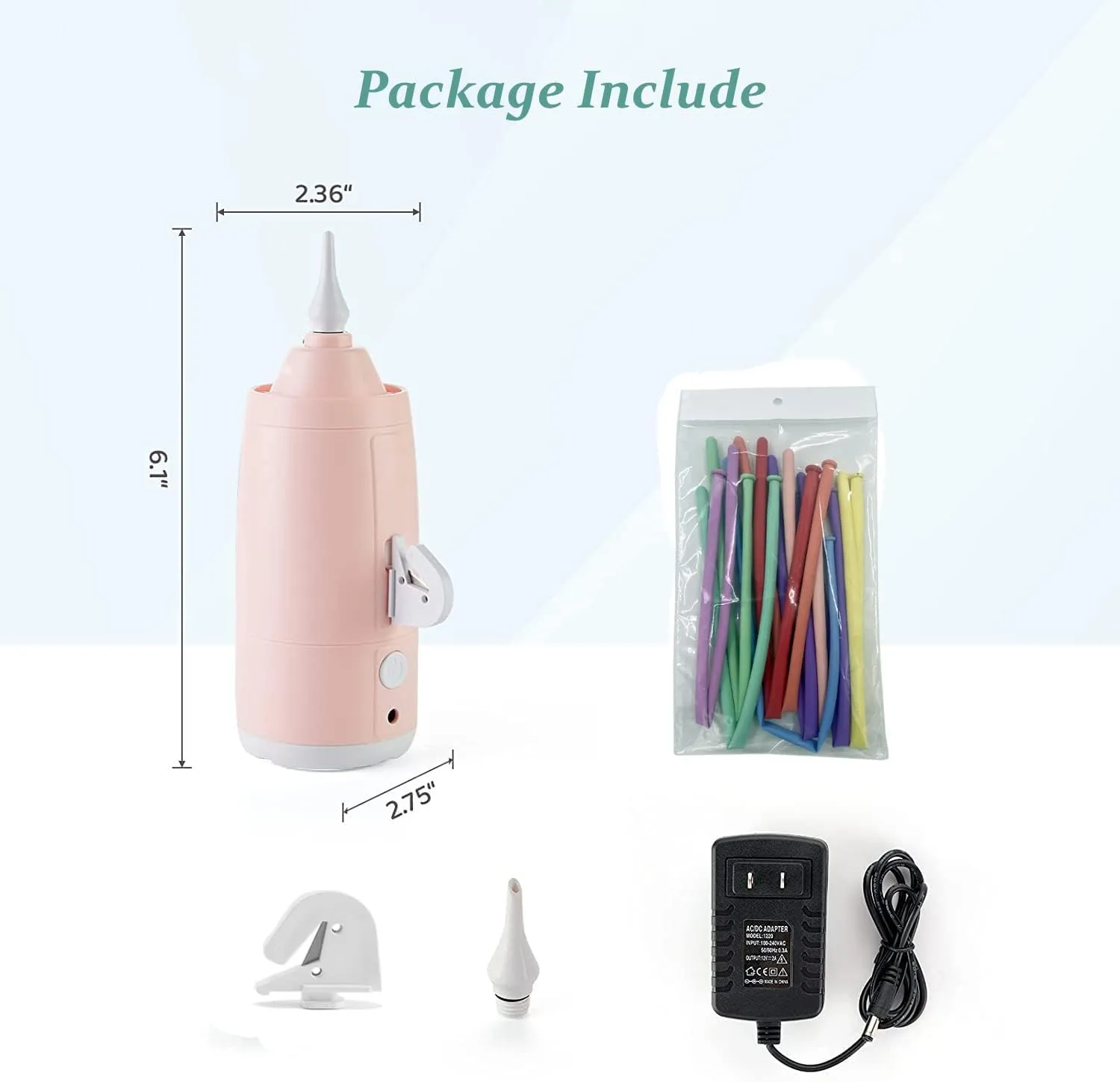 for Twisty Curly Balloon$ Foil Balloons Electric Magic Balloon Pump$ Electric Air Inflator Party Air Blower Pump with 1 Nozzle 1 thunderstorm ceremonial Balloon Cutter and 10 Pcs Long Balloons$Great 