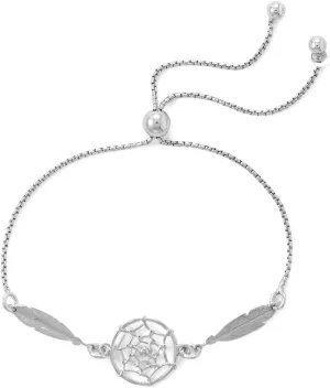for Women JewelryWeb 925 mature hormone Sterling Silver Rhodium Plated Dream Catcher Bolo Bracelet Adjustable Friendship Link-Bracelet 