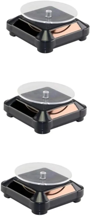 forte Stand Lightweight for Stylish Showcasing Black PartyKindom 3pcs Solar-Powered Rotating Display Stand Tray for Jewelry Watches Phones Revolving Rotatable 