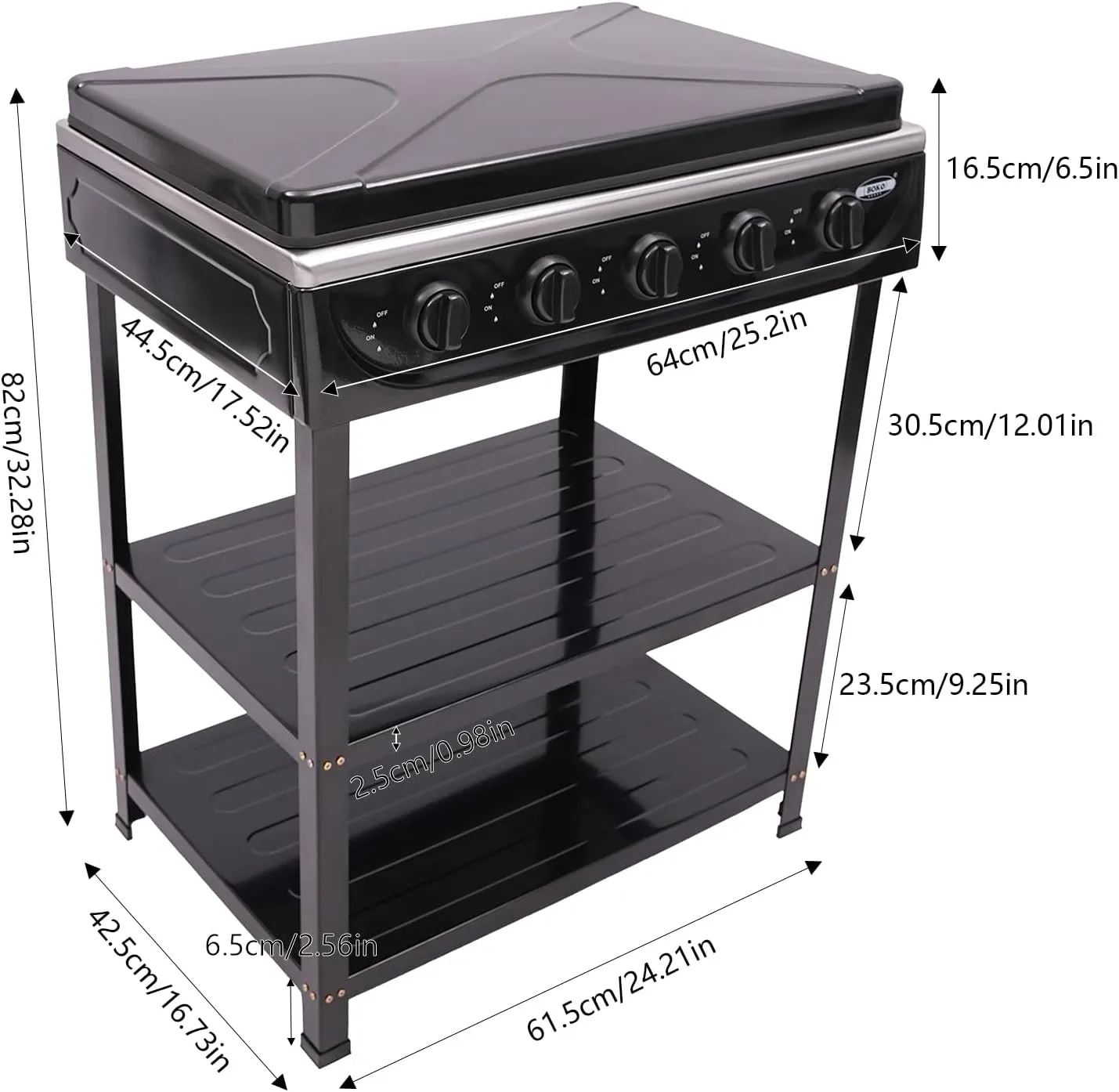 Freestanding Rectangular Cooking Gas Stove with Cover & 2 Placement Boards for Home, Kitchen, Outdoor Camping (Black) 5-Burner Natural Gas symphonic hay camouflage pure coordinate correspondence Stove with Precise Heat Control Knobs 