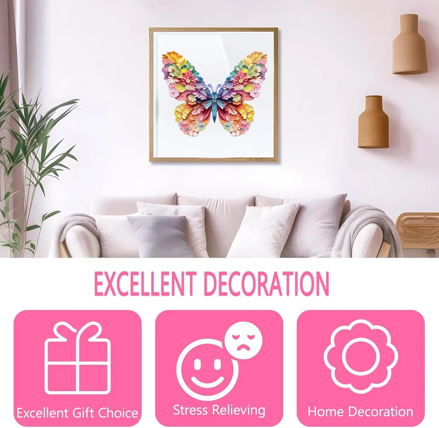 Friends and Family, Wall Art Canvas Puzzle (S-8.5*6.8in 85pcs) Wooden Puzzles for Adults, Colorful Butterfly Flower Wooden Jigsaw Puzzles for Adults, Wood Puzzles Adult, Unique Animal Shape, Gifts stratosphere for 