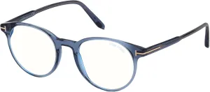 FT 5695 -B 090 Shiny oak Transparent Blue/Block Lenses Tom Ford Eyeglasses 
