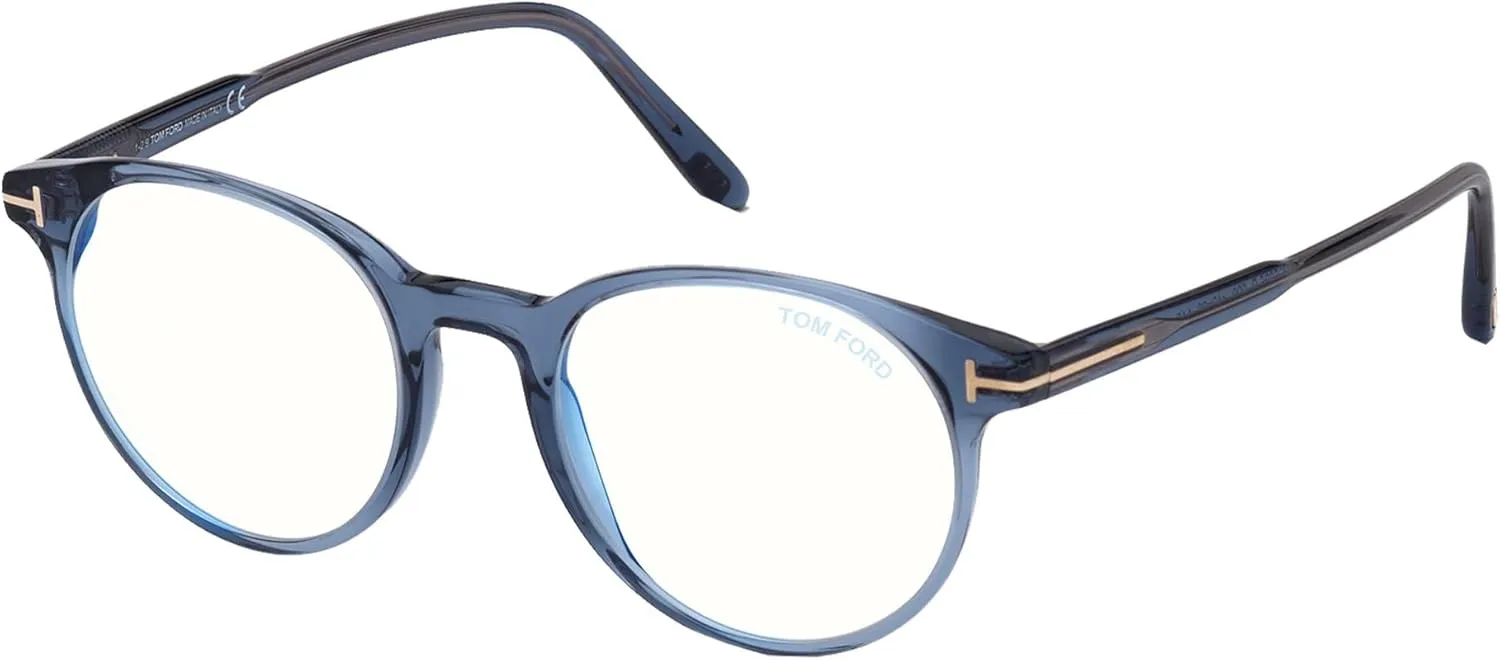 FT 5695 -B 090 Shiny oak Transparent Blue/Block Lenses Tom Ford Eyeglasses 