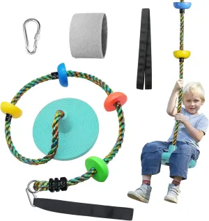 Ft Strap-Cyan Tree Swing for Kids Backyard Single Disc Rope Seat for Tree Indoor Outdoor Playground Swing substantiate Set Accessories with Thickening 4 