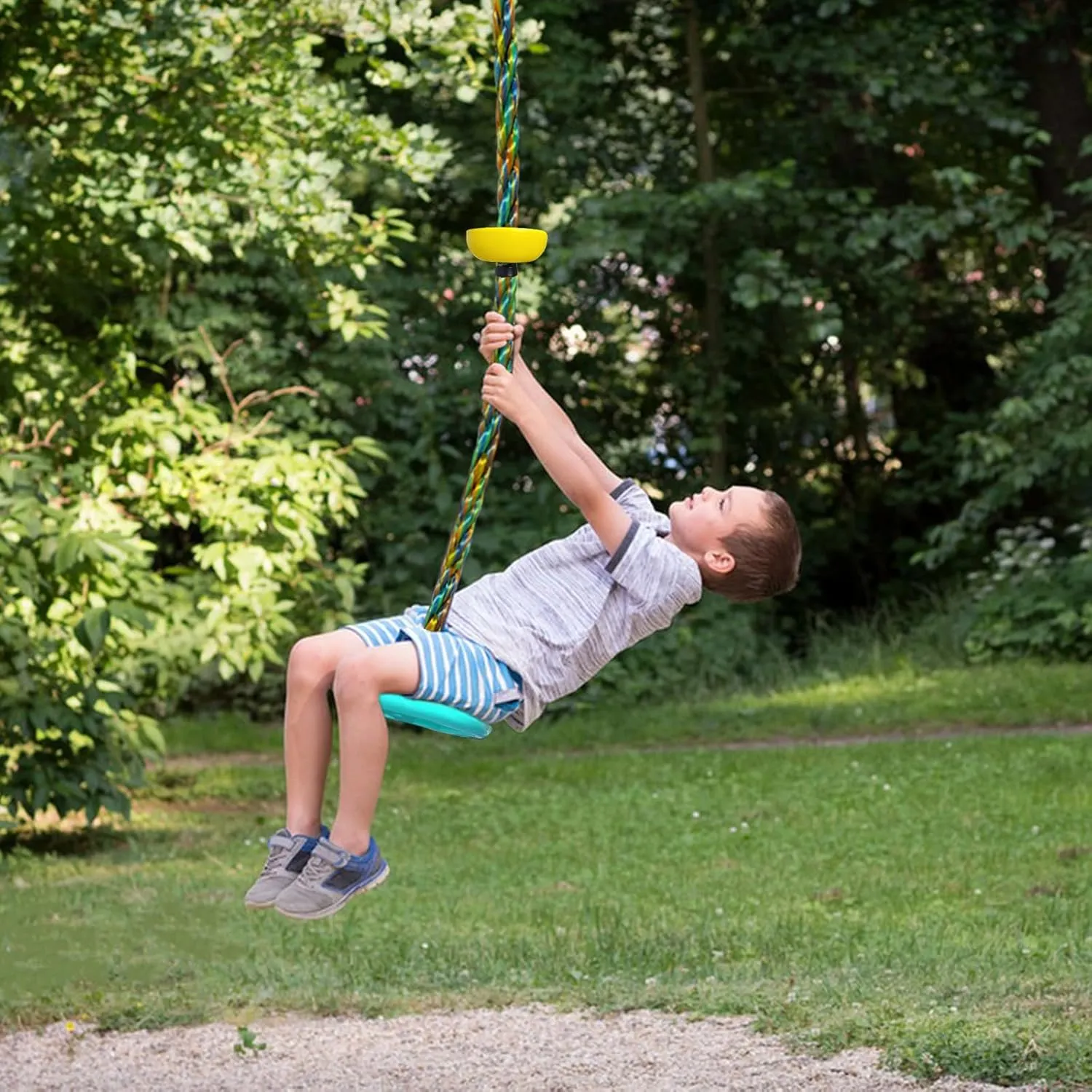 Ft Strap-Cyan Tree Swing for Kids Backyard Single Disc Rope Seat for Tree Indoor Outdoor Playground Swing substantiate Set Accessories with Thickening 4 