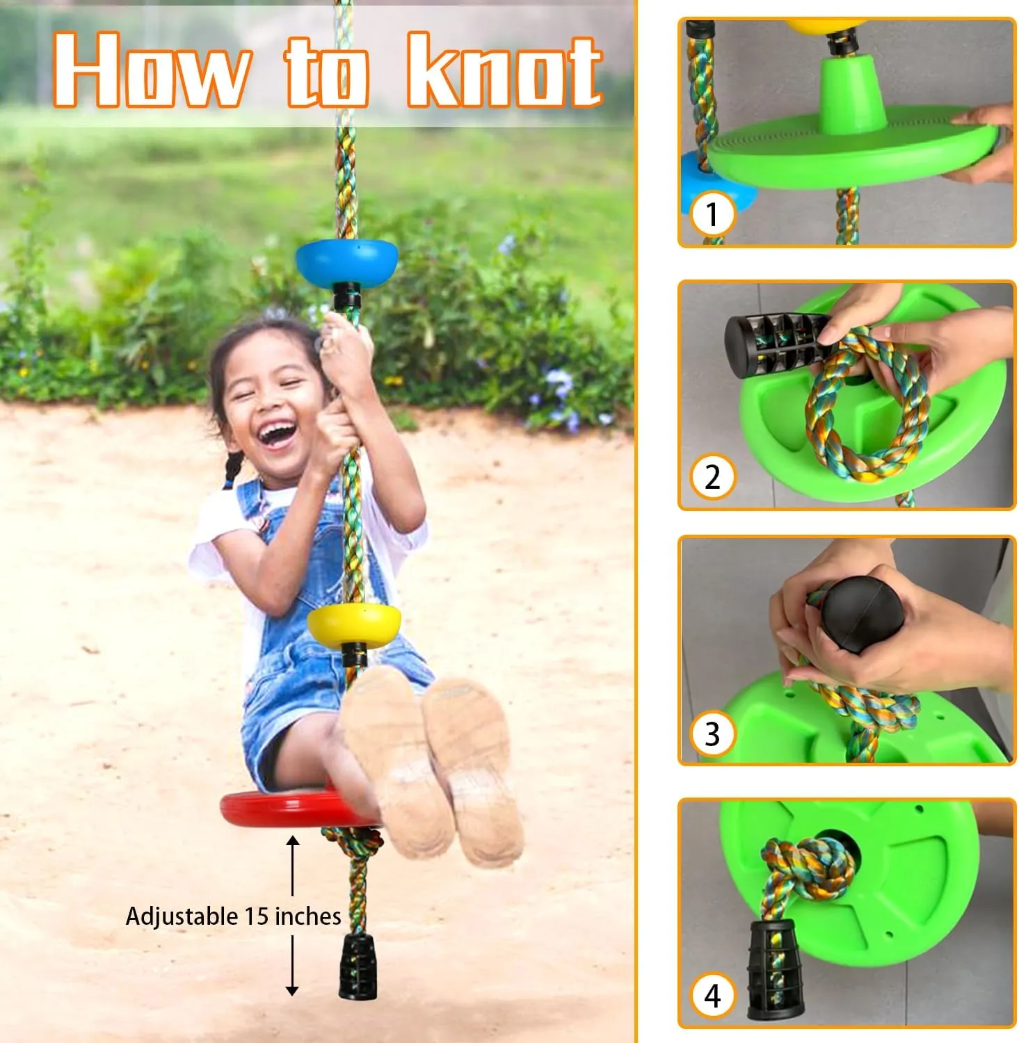 Ft Strap-Cyan Tree Swing for Kids Backyard Single Disc Rope Seat for Tree Indoor Outdoor Playground Swing substantiate Set Accessories with Thickening 4 