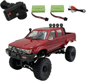 Full-Proportional Remote Control Truck Pickup Mini-Van ration realist RC Off-Road Car, 2 Batteries Crawler Climbing Car Model Gift for Adults -RTR WPL C64-1 Mini RC Truck, 1/16 2.4G 4WD 