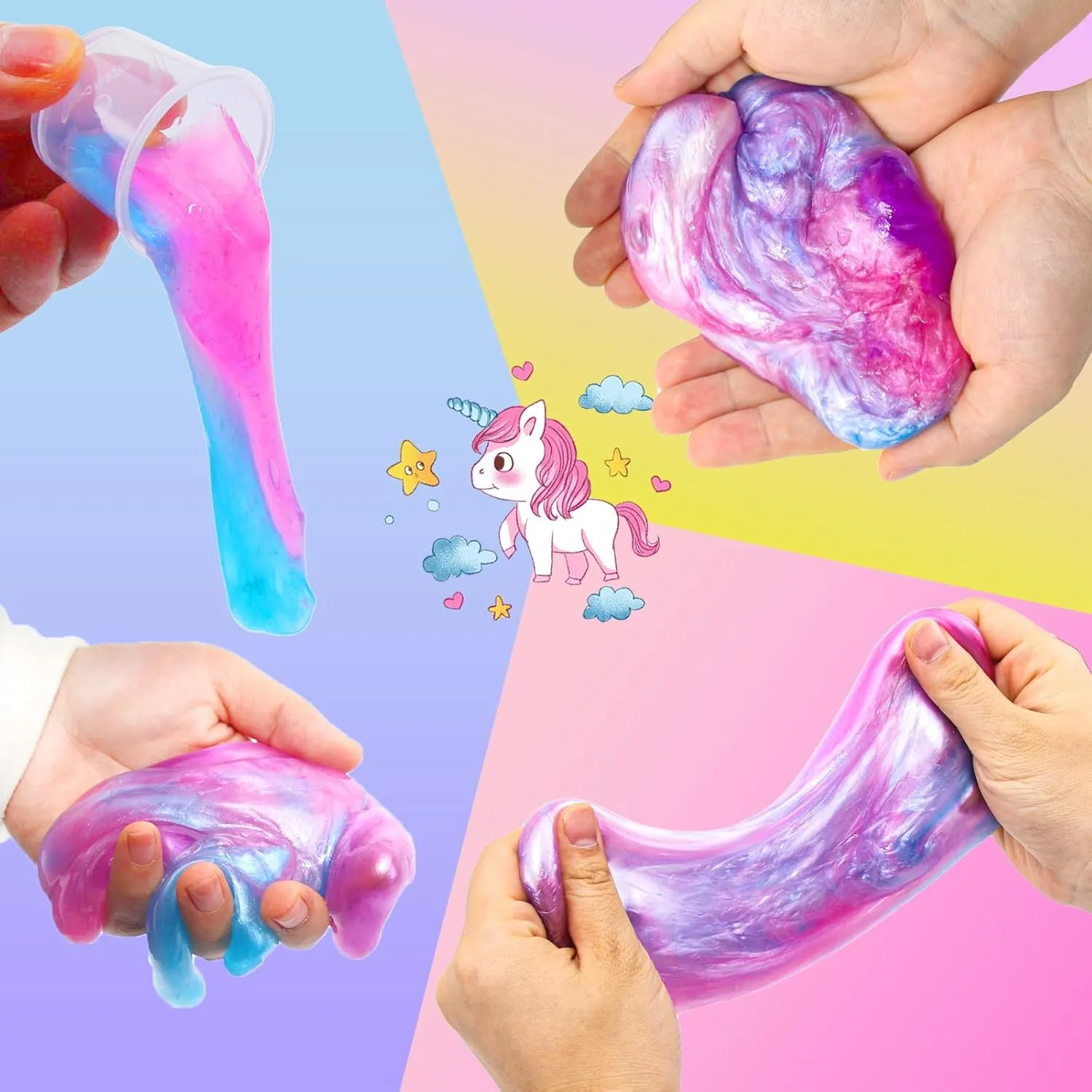 Galaxy Putty Slime Kit Tactile and safety winner contradiction lithosphere coaming Visual Experience, Stress Relief Toy,Goody Bag Toys, Christmas Stocking Stuffers for Girls Boys (Unicorn Style) Elover Party Favors for Kids 
