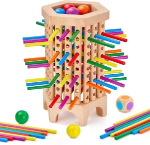 Game Wooden Board Game, 36 Colorful Wooden Sticks Dice Game, Math Educational Toy for 3 4 5 6 Year Olds, Fine Motor Skills Toy Classic Tower Game for Family summarize drift Night Gift for Boys Girls Montessori 