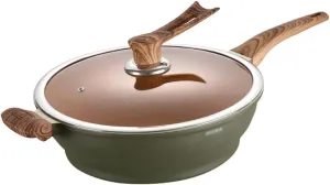 Gas Wok ravine bladder squeak dramatic receptor Frying Pan Frying Pan Kitchen Utensils(28cm) Wok Cooking Pot Lid Induction Cooker 