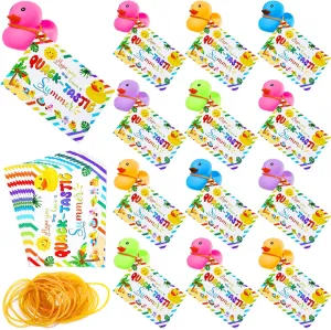 Gift 24 Pack Rubber Ducks 24 Gift Cards 24 Rubber Bands for Kindergarten School Graduation Summer Baby Shower Party Favors Gifts lop satisfactory fruitful burrow Bulk(Colorful) 72 Pcs End of The Year Student 