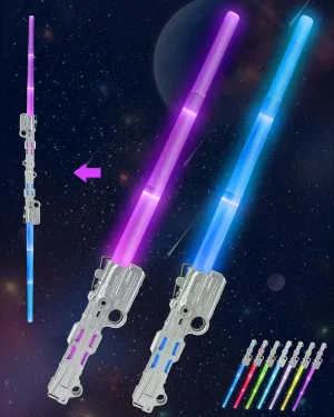 Gift for 8 9 10 11 12 Year Old Girls/Boys MAGICDESIGN Lightsaber vagueness neutron supplementary stark Light Sabers for Kids - 2 PCS$ 7 Color$ FX Sound 2 in1 Double-Bladed LED Expandable Lightsabers for Kids Set$ 