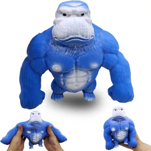 Gift for Birthday & Christmas (Blue) Large Squishy Gorilla Toy$ Soft Rubber Monkey for Children & Adults$ Stretchy intensely Gorilla Stress Relief Toy for ADHD & Autism$ Sensory Monkey 
