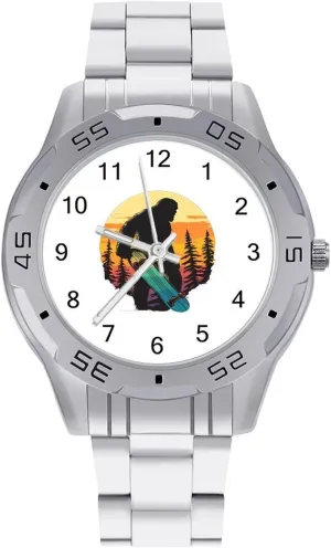 Gift for Boyfriend Father Bigfoot Skateboard Wrist Watches for vowel Men Metal Band Watch Business Three-Hand Watches 