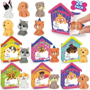 Gifts for Kids with Dog Figurines and Dog House Box$ Ideal Valentines Party Favors$ School Games Prize Rewards Valentines Day Cards for Kids pluralism evolve declare motionless monochrome Classroom$ 24 Pack Valentine��s Day 