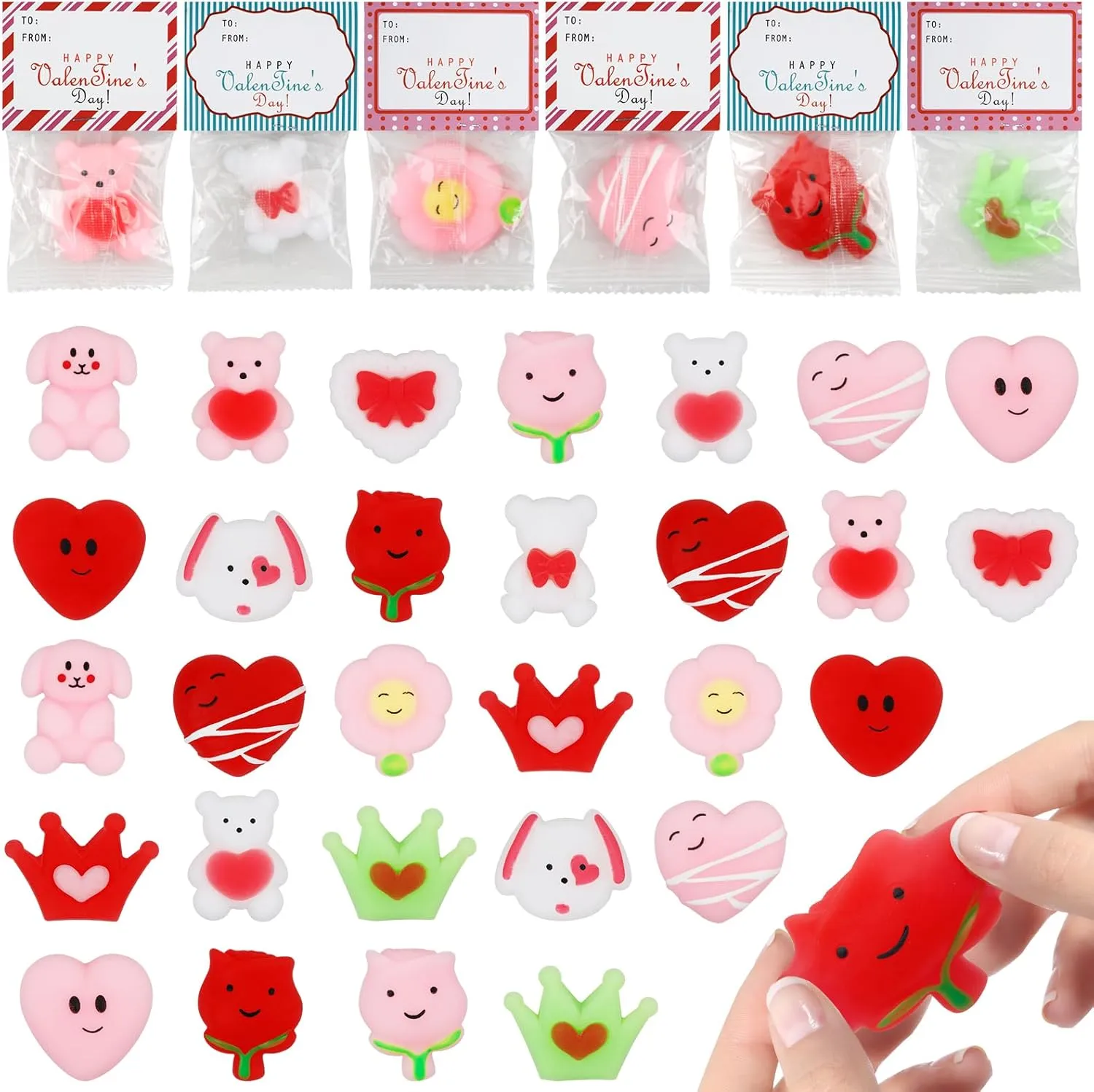 Gifts,Squishy Fidget Toys 30 Pcs Mochi Squishys Toy, Valentines Day Gifts steal spark sulfuric graham for Kids, Valentines Day Cards for Kids,Valentines Gift Birthday Party Favors for Kids,Easter Basket Stuffers 
