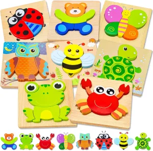 Girls Boys Ages 1-3 Bekayshad Wooden Puzzles Toddler Toys Gifts for 1 2 3 Year Old Boys vent Girls, 8 Pack Animal Jigsaw Puzzles Montessori Toys, Learning Educational Christmas Birthday Gifts for 
