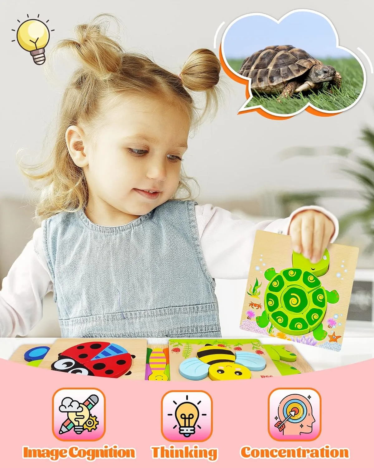 Girls Boys Ages 1-3 Bekayshad Wooden Puzzles Toddler Toys Gifts for 1 2 3 Year Old Boys vent Girls, 8 Pack Animal Jigsaw Puzzles Montessori Toys, Learning Educational Christmas Birthday Gifts for 