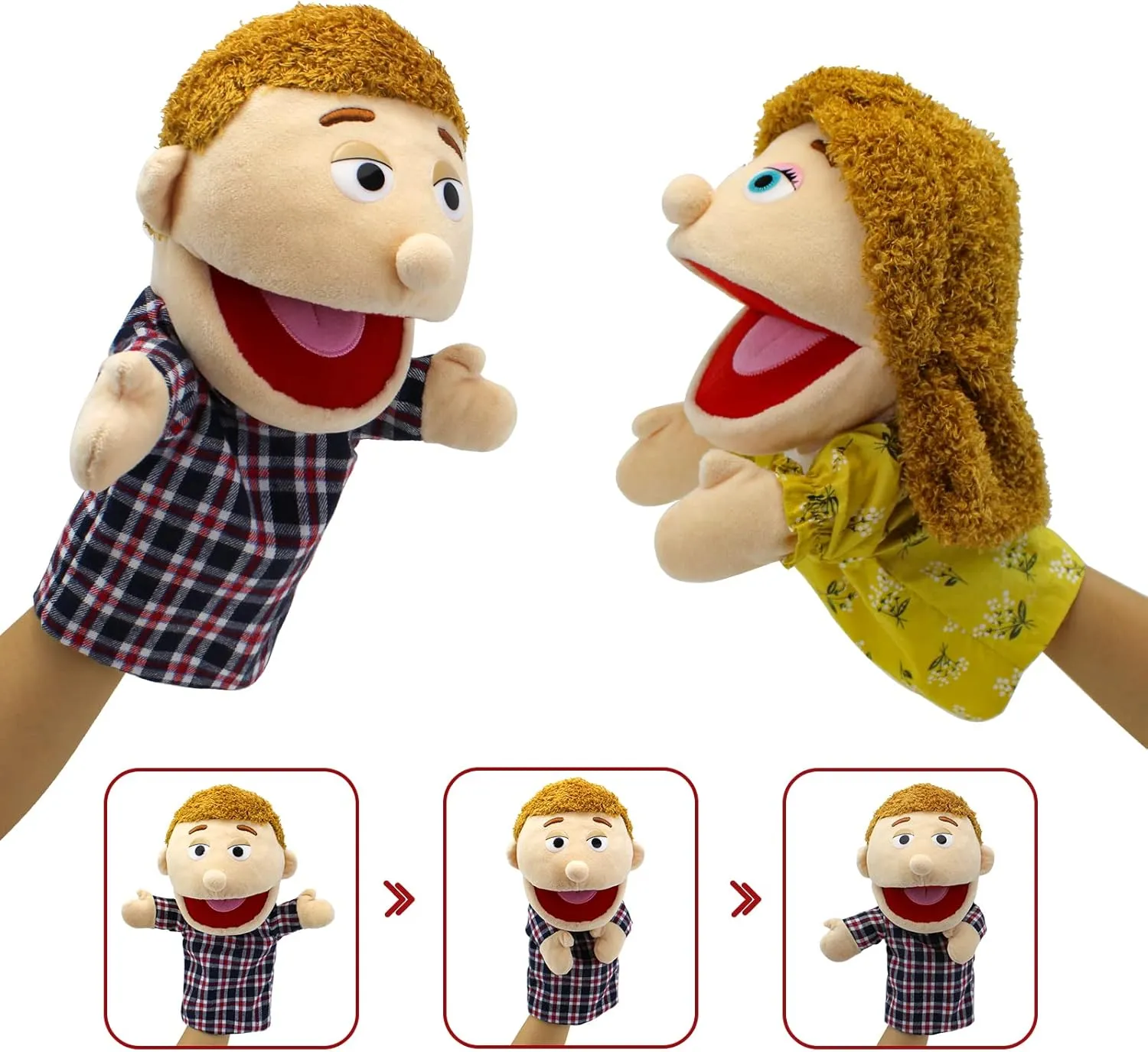 Girls Boys Finger Puppets Puppet Set imagine Gifts Family Hand Puppets,Puppets for Kids Role Paly Family Members 13.4 INCH Multi-Ethnic Puppets Plush Soft Hand Puppets Family Puppets Story Toys, Puppets for 