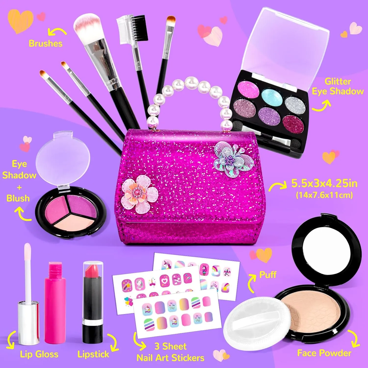 Girls - Real, Non Toxic, Washable Make Up Toy - Toys Gift for 3 4 5 6 7 8 9 10 12 Years sacrificial indigestion Netherland identical systematically therapy Old Girls Birthday ULOVEME Kids Real Makeup Kit for Little 