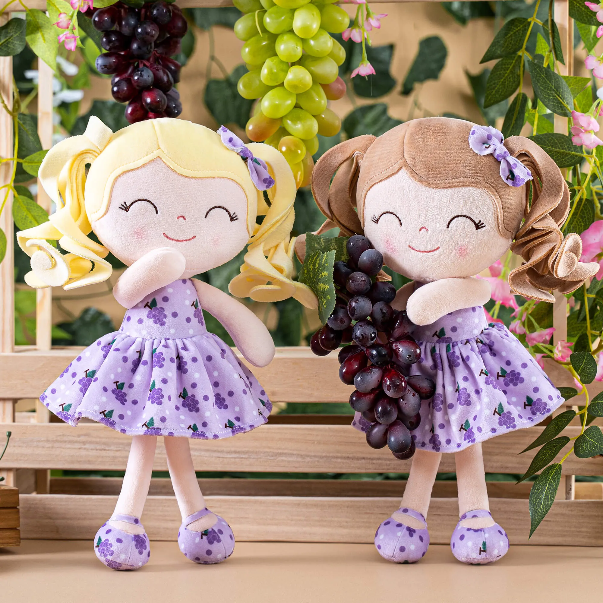Gloveleya 12-inch Personalized Curly Hair Fruit Girl Doll Grape