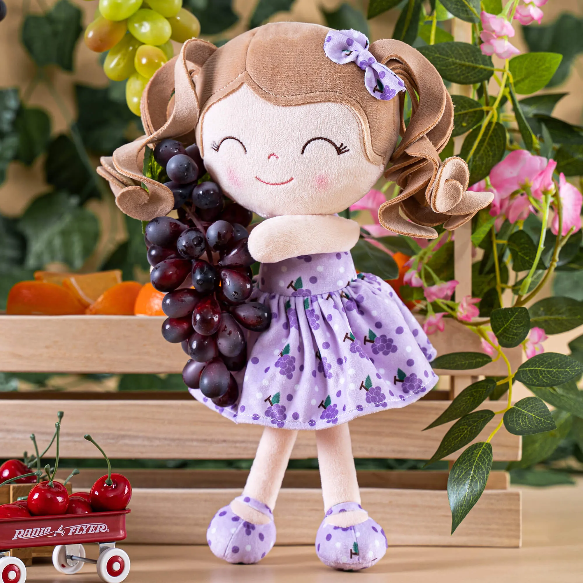 Gloveleya 12-inch Personalized Curly Hair Fruit Girl Doll Grape