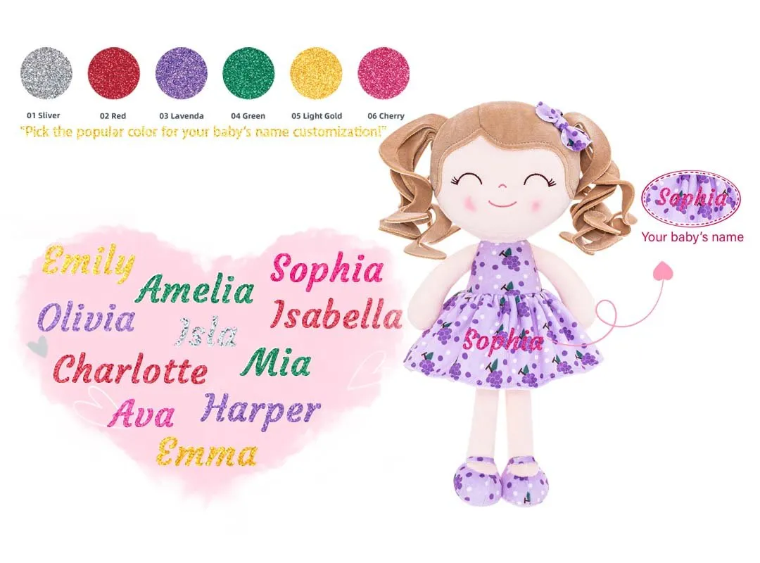 Gloveleya 12-inch Personalized Curly Hair Fruit Girl Doll Grape