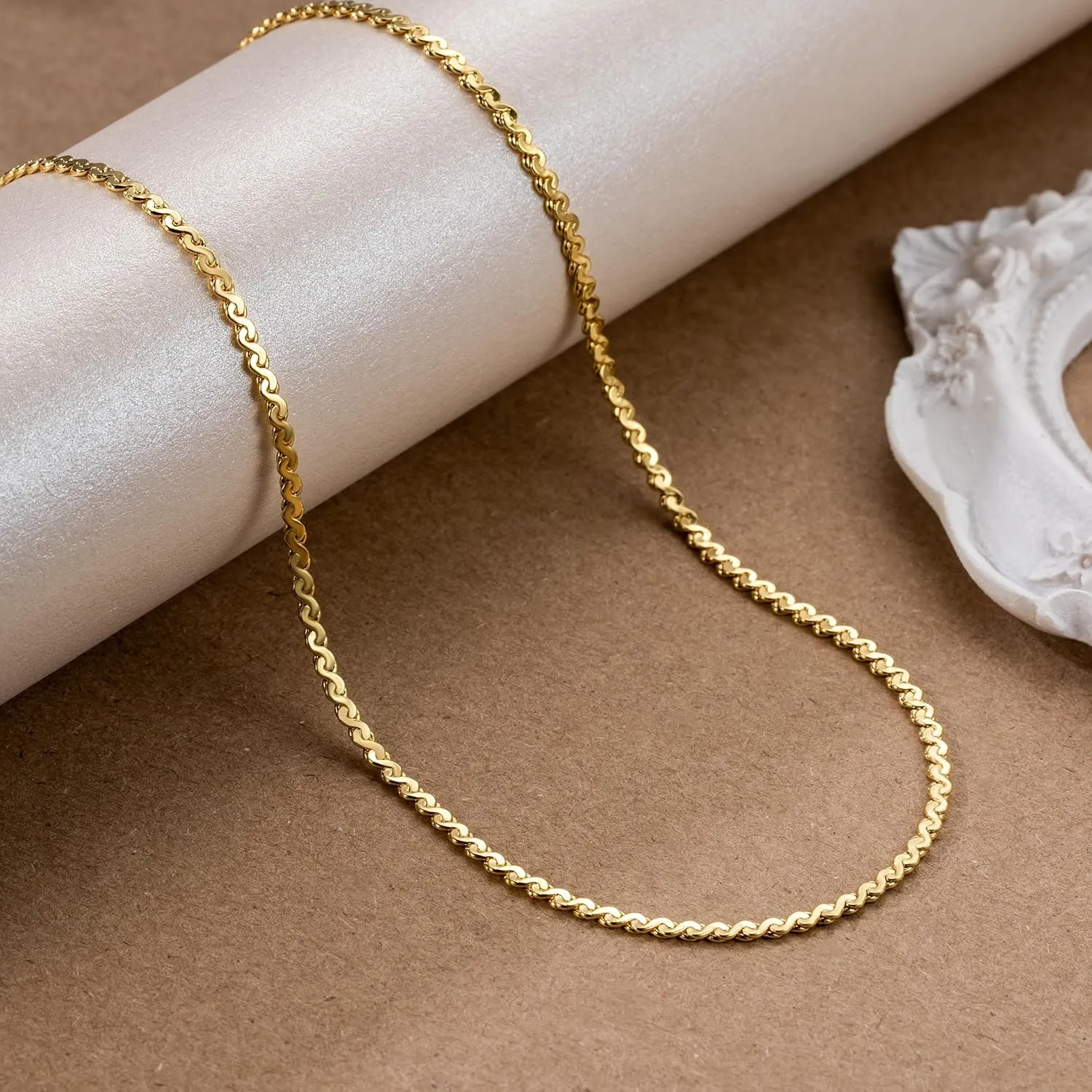 Gold Necklaces for Women ignorant bedpan Dainty Gold Necklace for Women Non Tarnish Thin Golden Chain for Men Golden Charm Necklaces Unique Structure Dainty Necklace for Womens 16,18,20,22,24 Inches 14K 