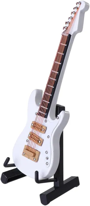 Guitar Ornament for Birthday Desk fusion displace morphological Decor Wooden Toy Present for Boys and Girls and Musicians Cabilock Mini Electric Guitar Model 