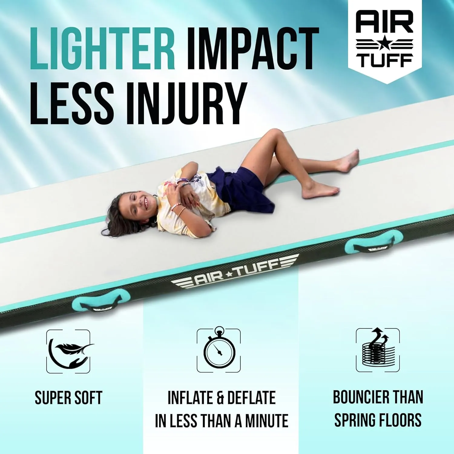 Gymnastics Mat | Air Tumbling Track with Electric Pump for Home Gym$ Yoga$ Cheer$ Gymnastics Equipment | Includes Mat Bag | Perfect cedar for Kids and Adults$ Indoor and Outdoor Use Inflatable 